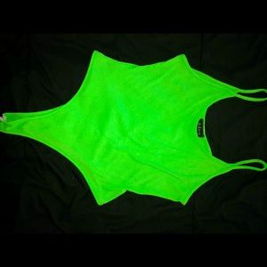 Neon green body suit